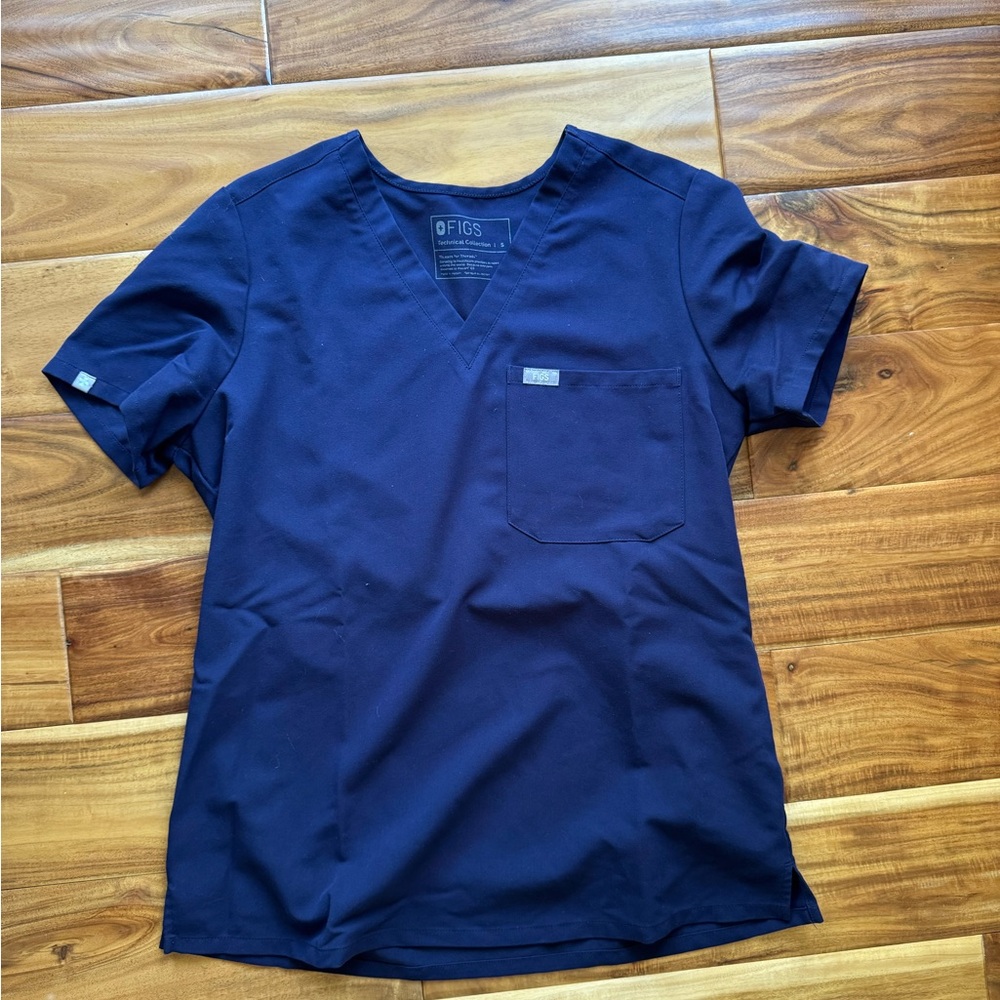 Figs Deep Blue V-Neck Scrub Top